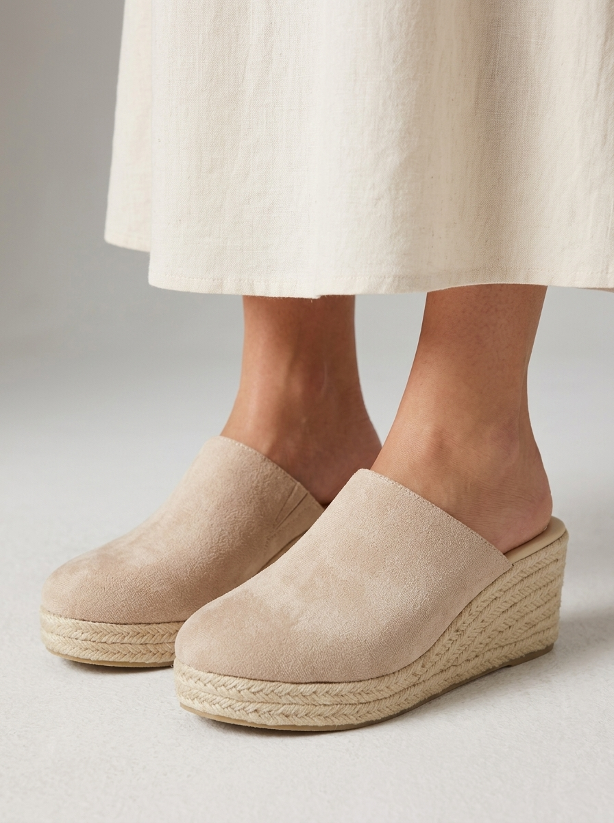 Women's Espadrille Wedge Mule Sandals | Slip-On | Casual Footwear