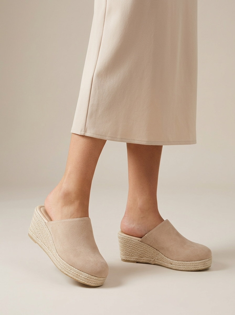 Women's Espadrille Wedge Mule Sandals | Slip-On | Casual Footwear