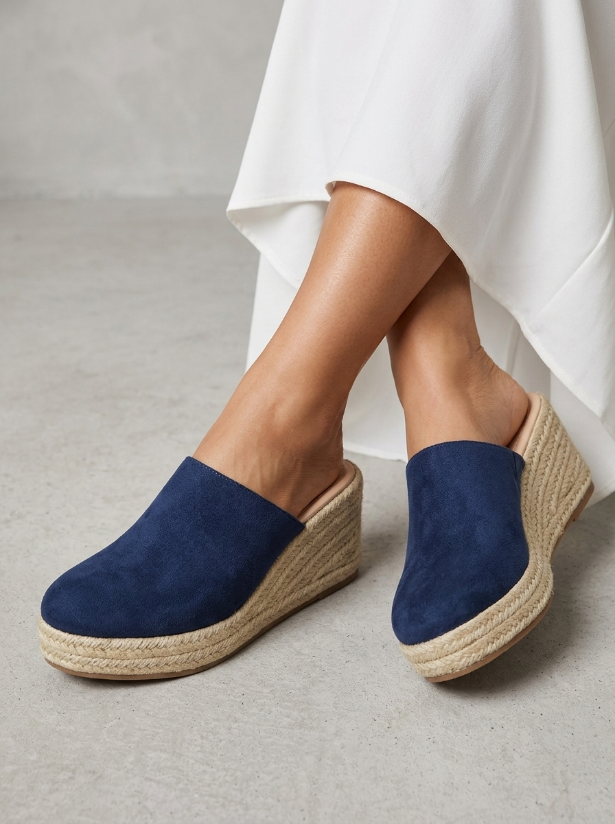 Women's Espadrille Wedge Mule Sandals | Slip-On | Casual Footwear
