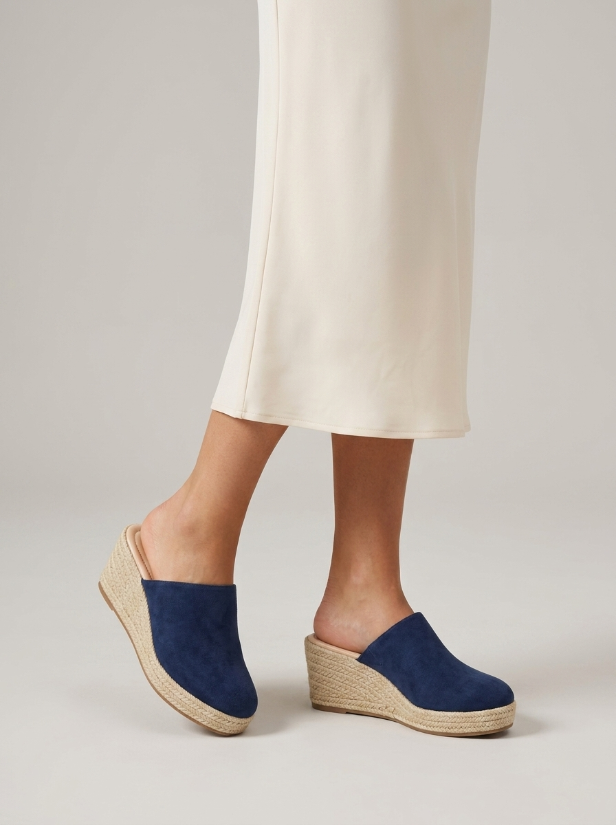 Women's Espadrille Wedge Mule Sandals | Slip-On | Casual Footwear