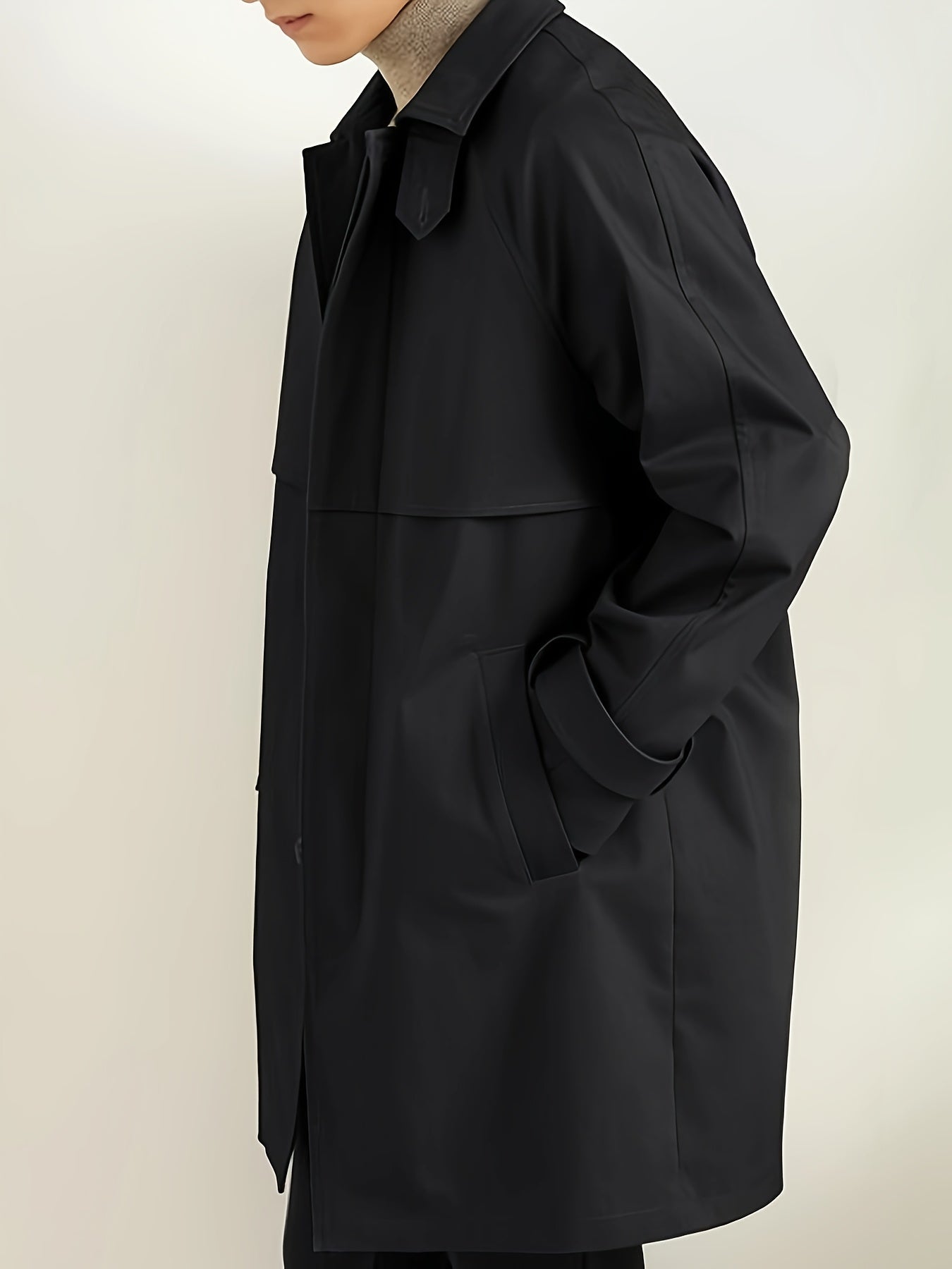 Henry Classic Men's Trench Coat – Elegant Long Regular Fit Coat in Cotton Blend