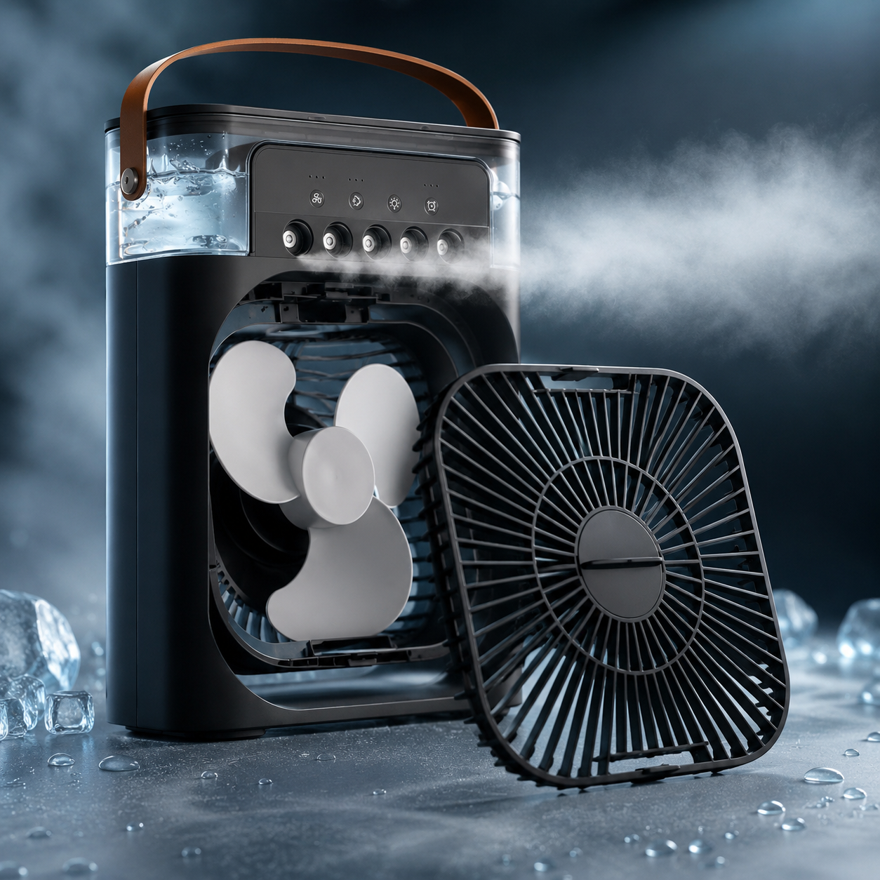 Portable Air Cooler 3-in-1 USB Desktop Fan Humidifier with LED Night Light