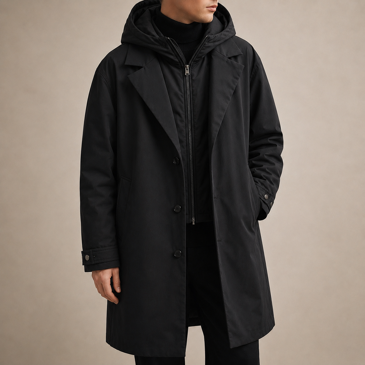 Callum - Hooded Men's Over Coat
