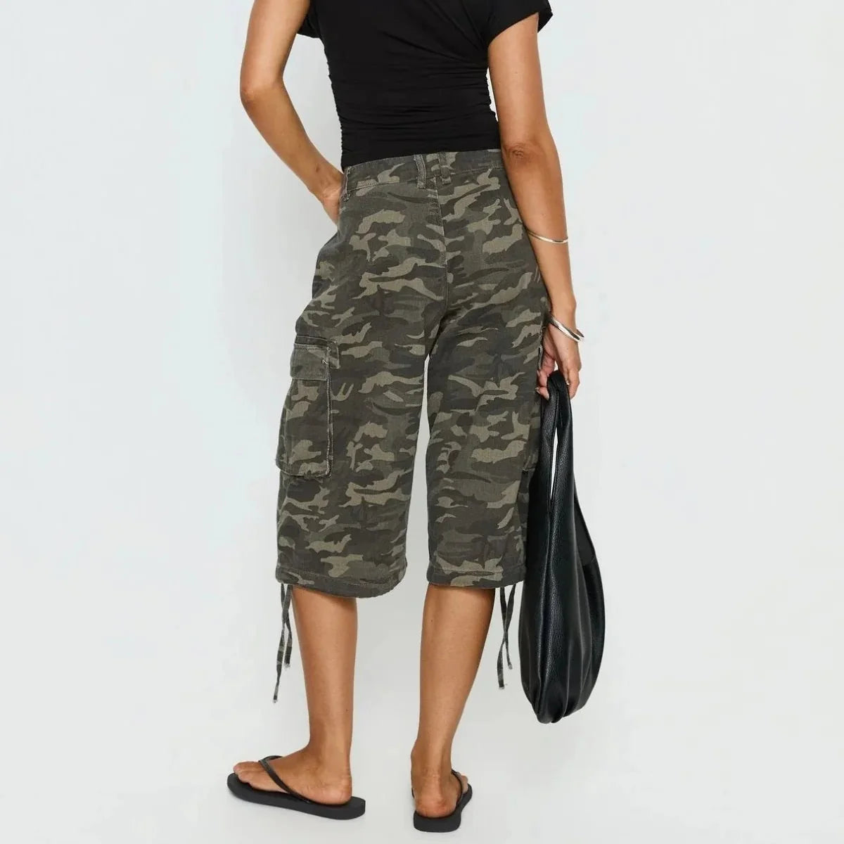Women's Camo Cargo Shorts Longline Design Casual Outdoor Wear