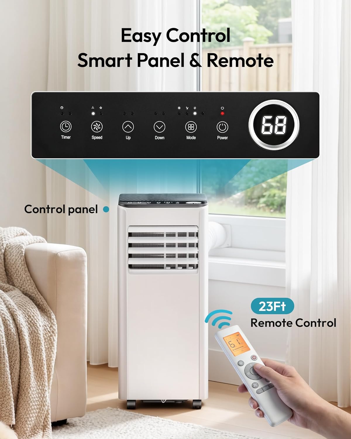 9000 BTU Portable Air Conditioner Dehumidifier Sleep Mode Remote Control