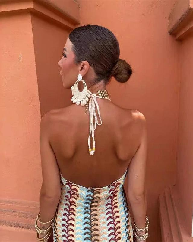 Women's Boho Halter Maxi Dress | Floral Print | Casual Summer Dress