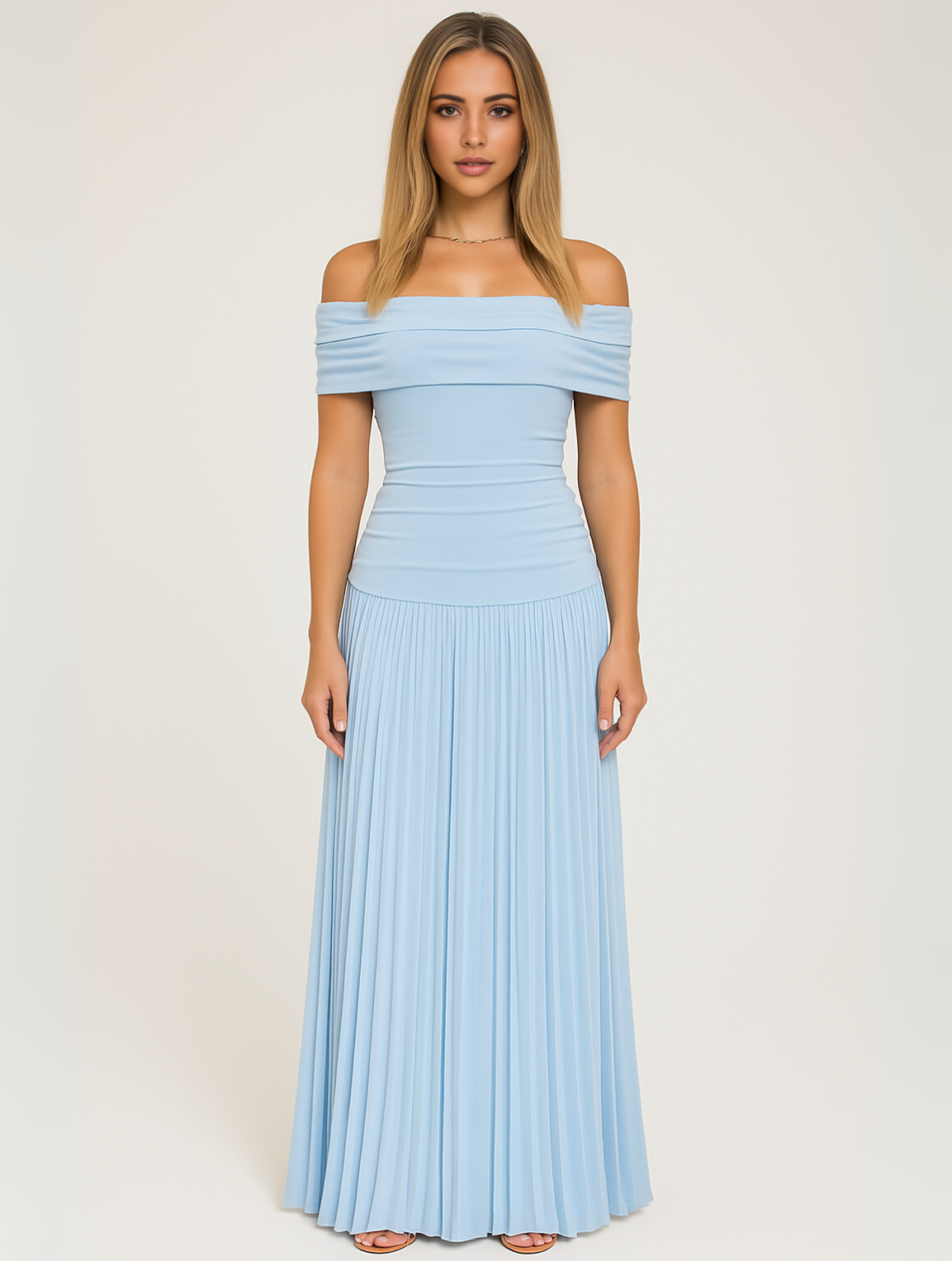 Women's Maxi Dress Off-Shoulder Pleated Long Length