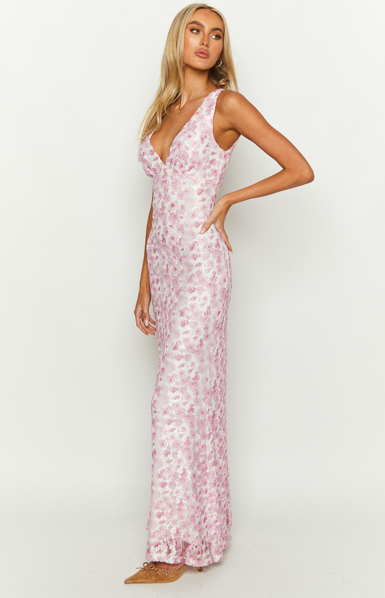 Women's Floral V-Neck Formal Dress