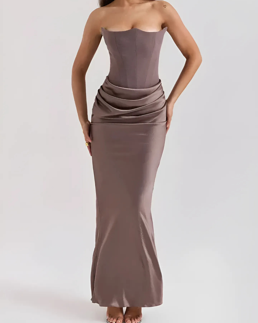 Women's Maxi Dress Draped Design | Elegant Wedding Attire