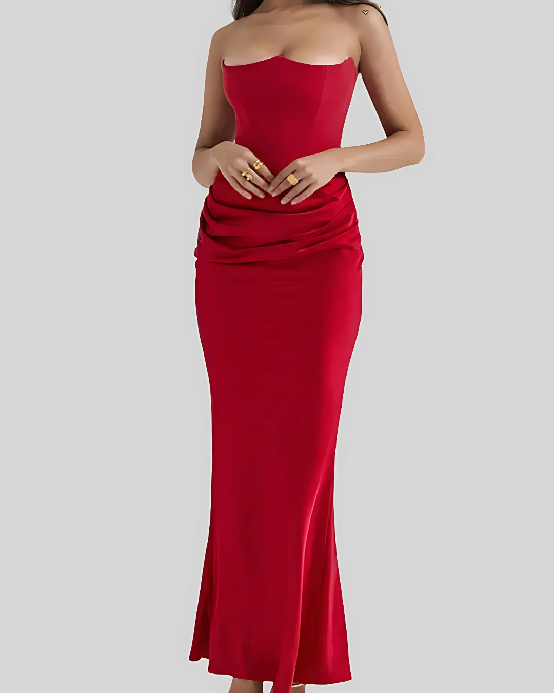 Women's Maxi Dress Draped Design | Elegant Wedding Attire