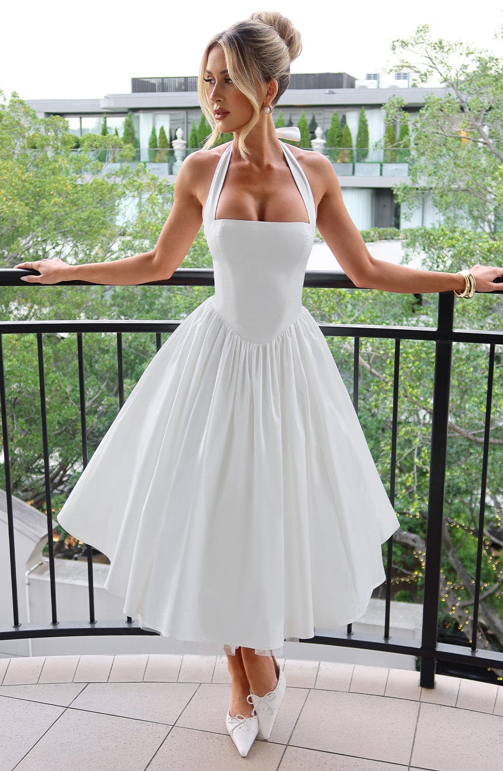 Women's Halter Midi Formal Dress | Violet | Wedding Guest Attire