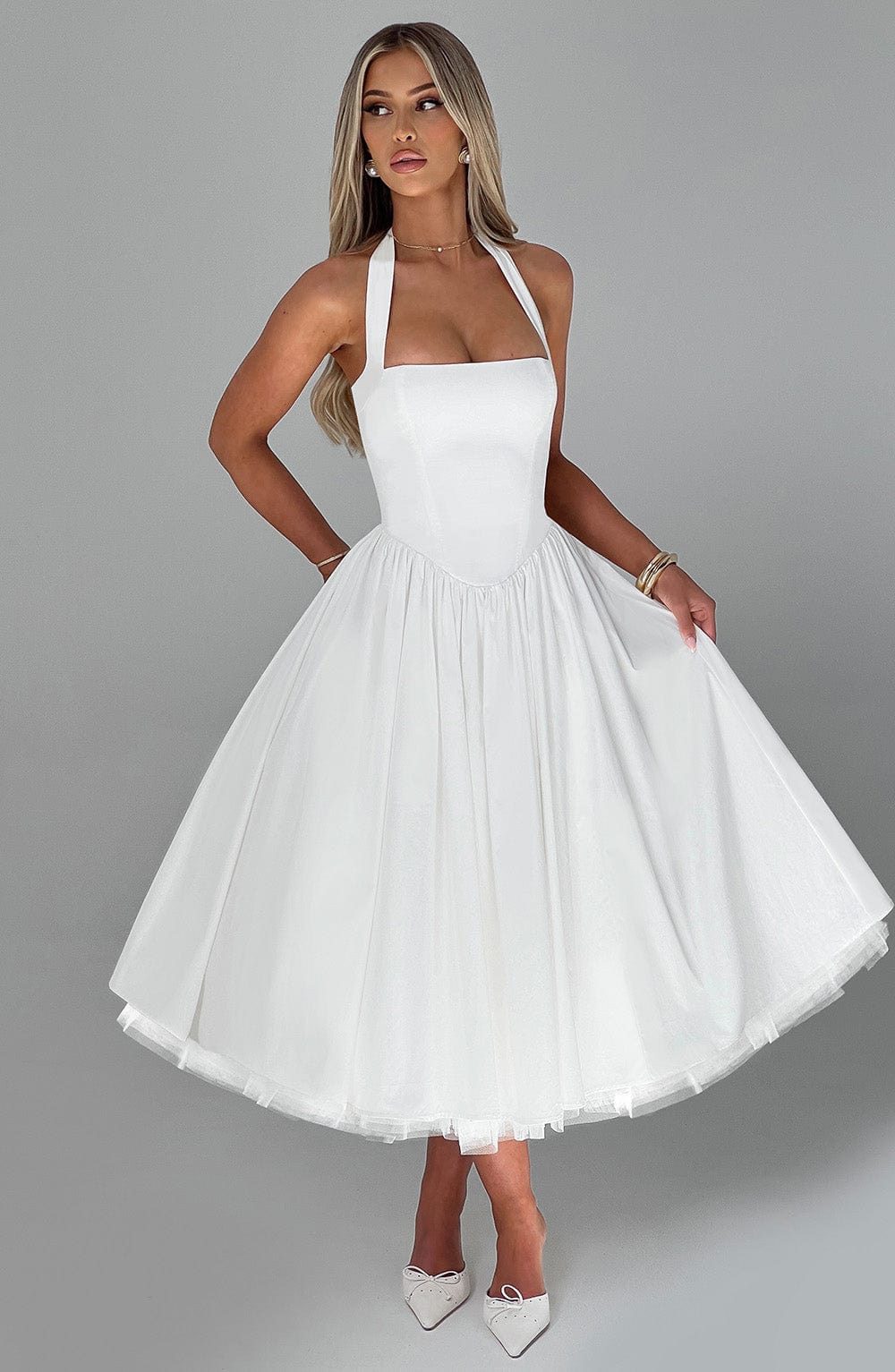 Women's Halter Midi Formal Dress | Violet | Wedding Guest Attire