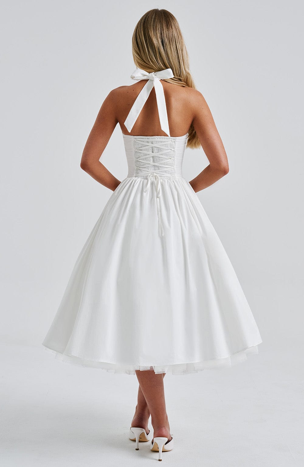 Women's Halter Midi Formal Dress | Violet | Wedding Guest Attire