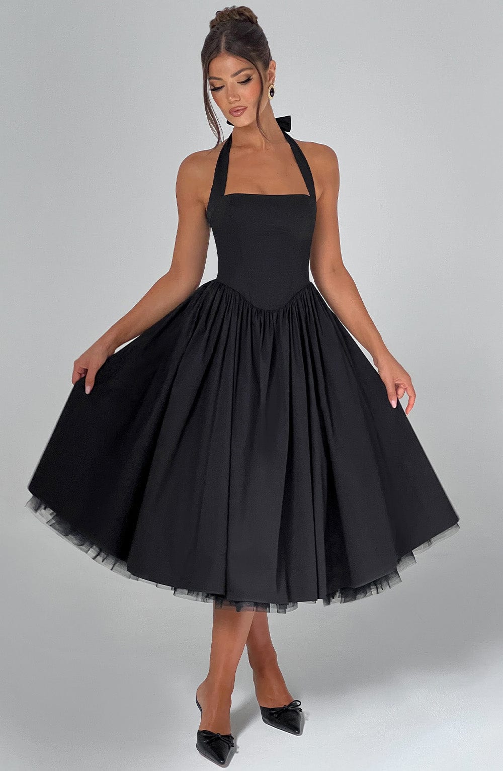 Women's Halter Midi Formal Dress | Violet | Wedding Guest Attire