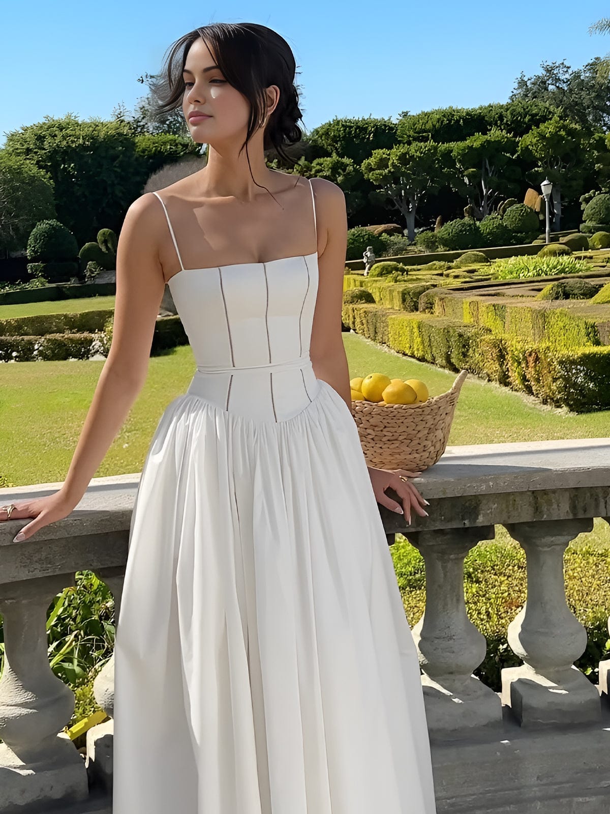 Women's Corset Midi Dress | V-Neck, Sleeveless, Bodycon, Elegant