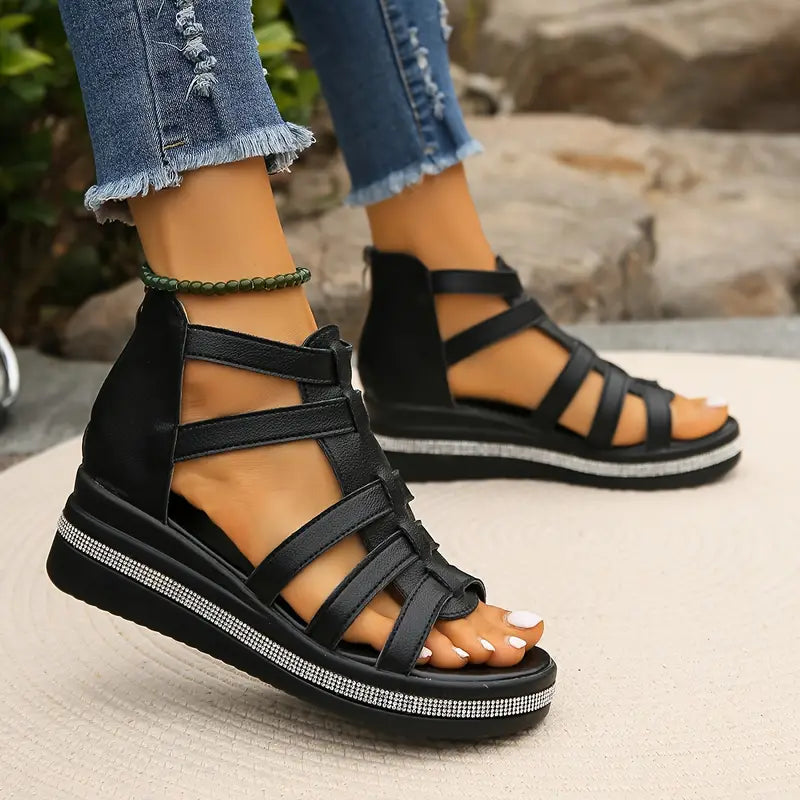 Women's Orthopedic Sandals Rhinestone Detail Adjustable Straps Synthetic Comfort