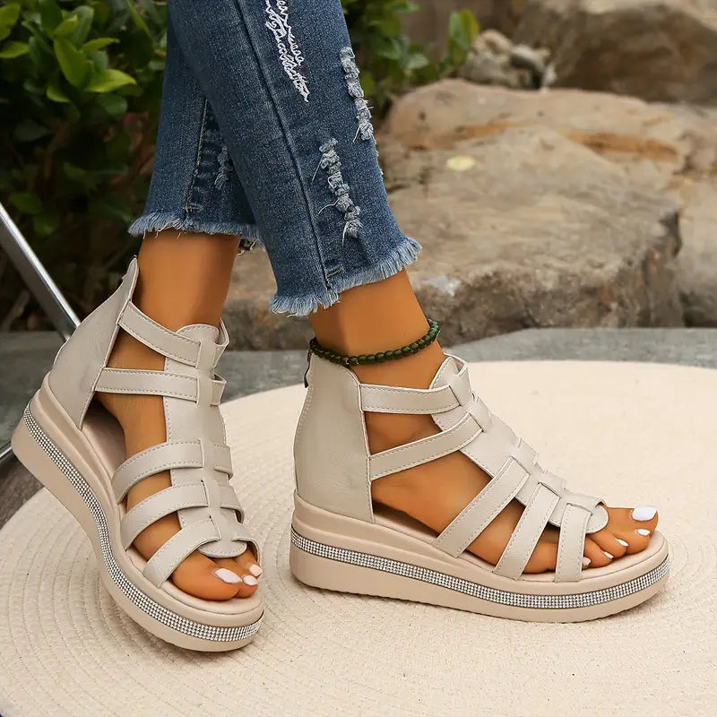 Women's Orthopedic Sandals Rhinestone Detail Adjustable Straps Synthetic Comfort
