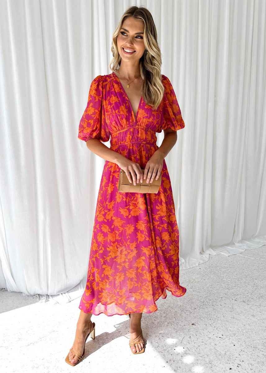 Women's Maxi Dress Floral V-Neck Sleeveless Long Length