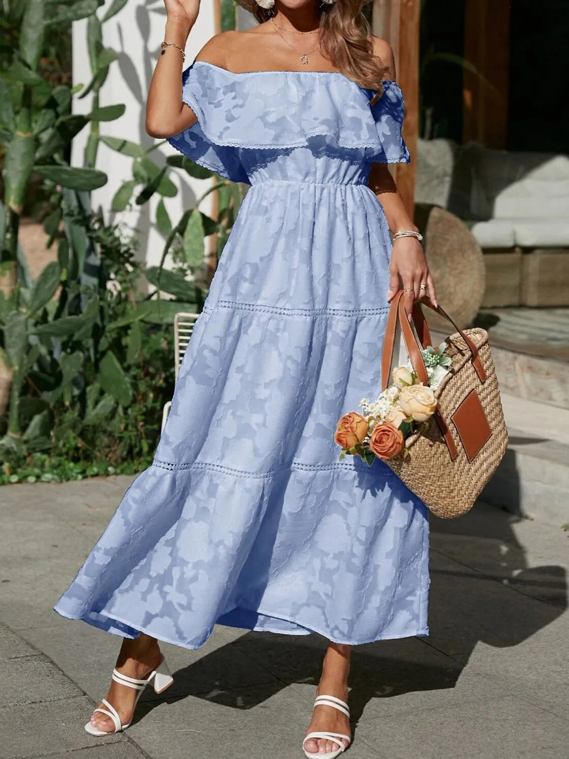 Women's Maxi Dress Off Shoulder Tiered Design