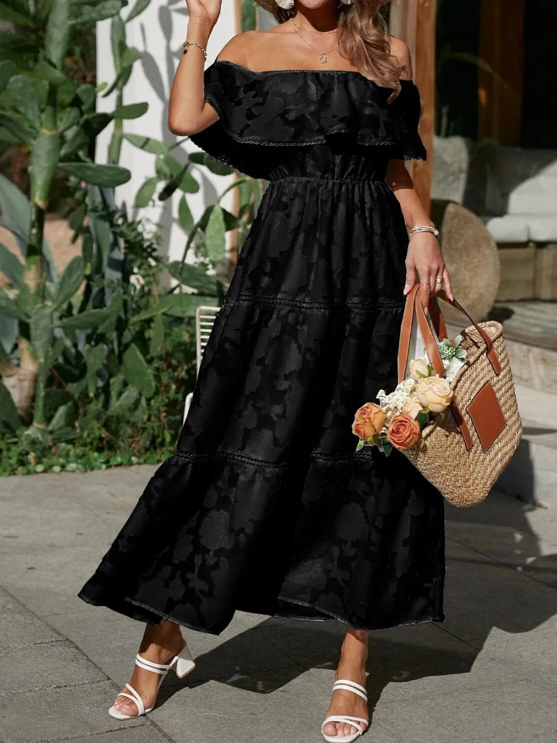 Women's Maxi Dress Off Shoulder Tiered Design