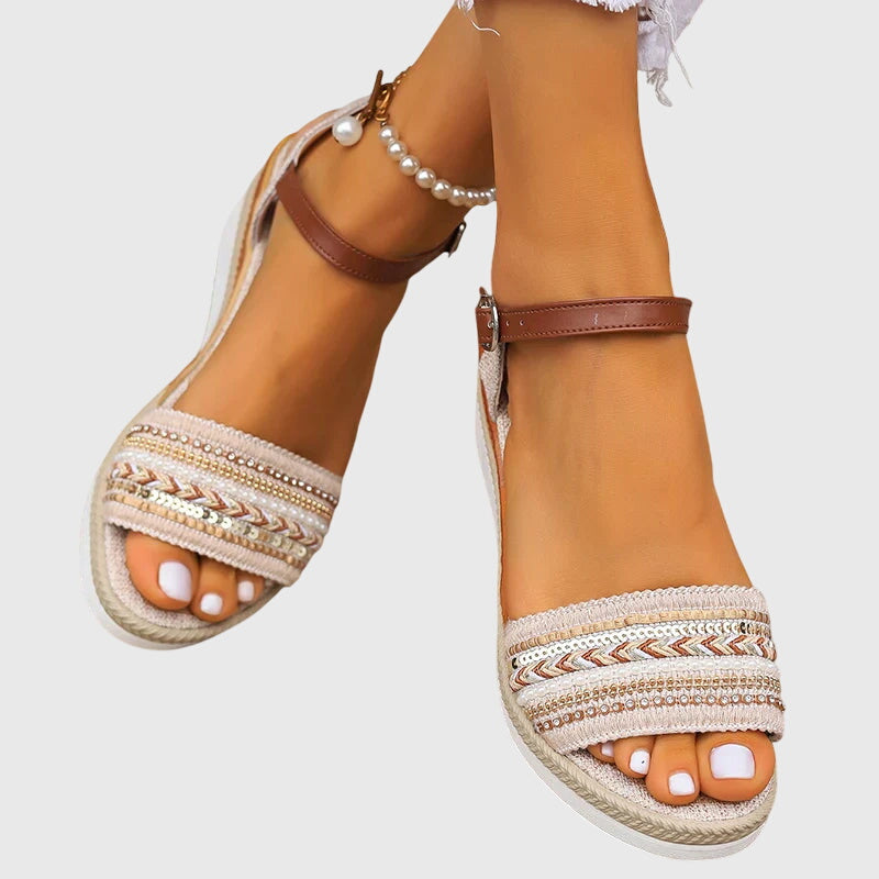 Women's Sandals Cushioned Sole Boho Design Casual Footwear