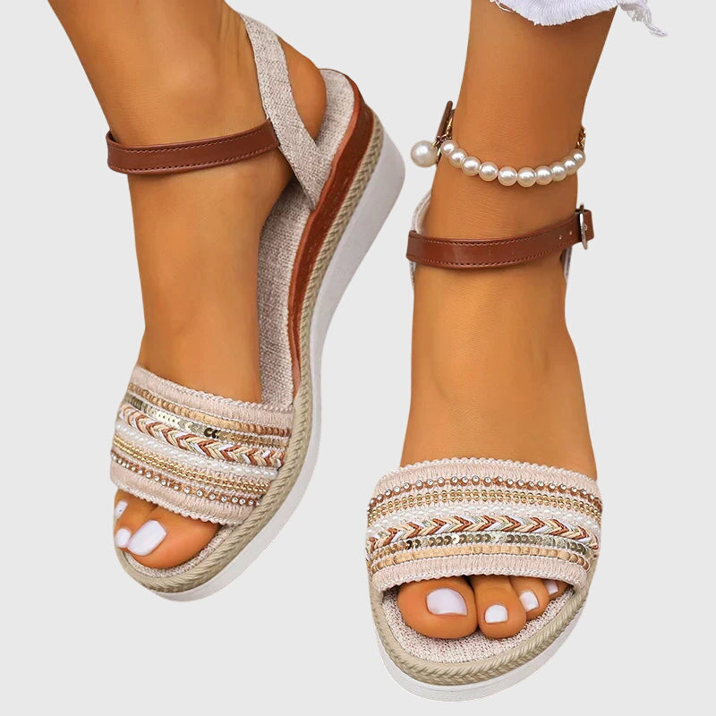 Women's Sandals Cushioned Sole Boho Design Casual Footwear
