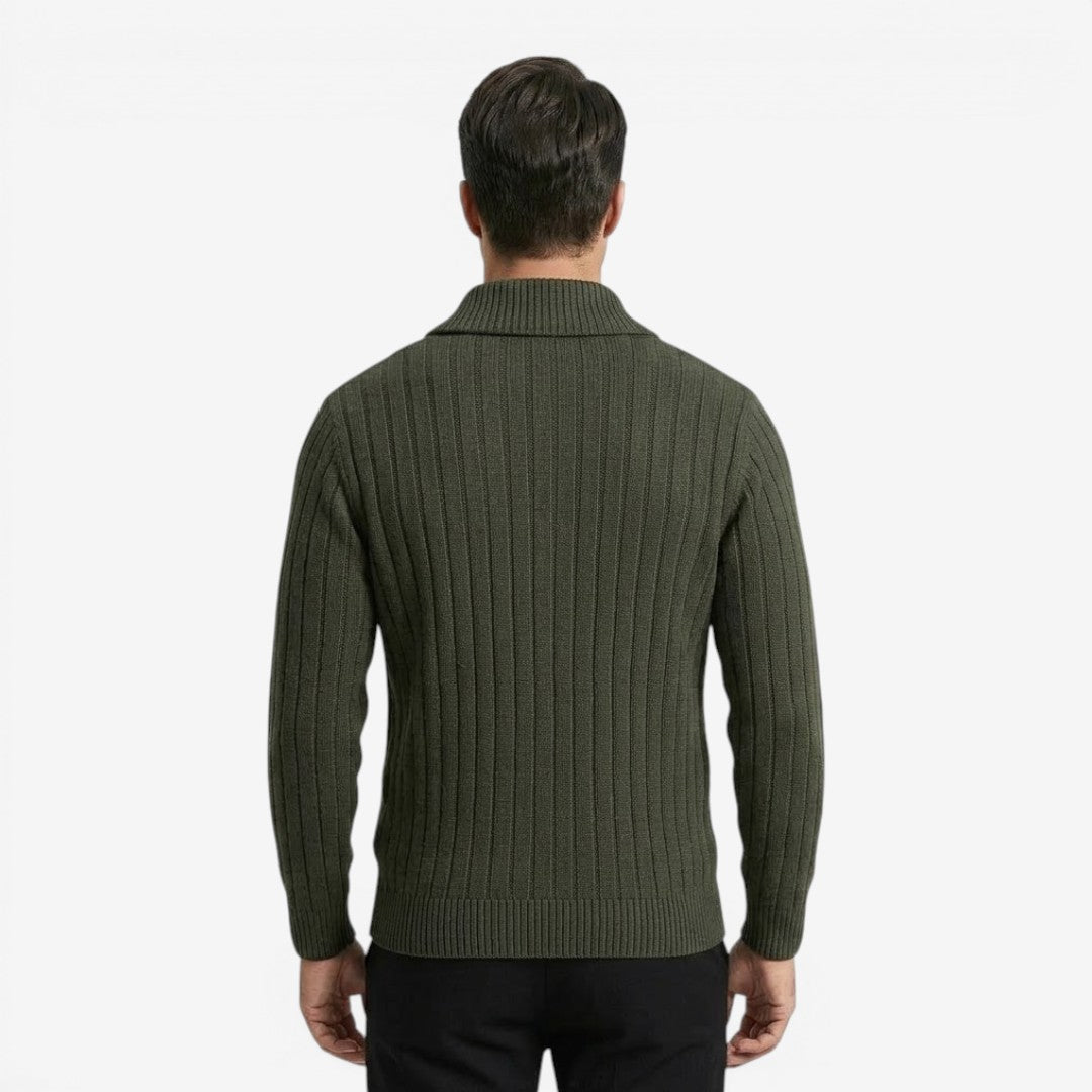 Jorvalore | Men's Ribbed Knit Button Neck Jumper for Autumn Winter