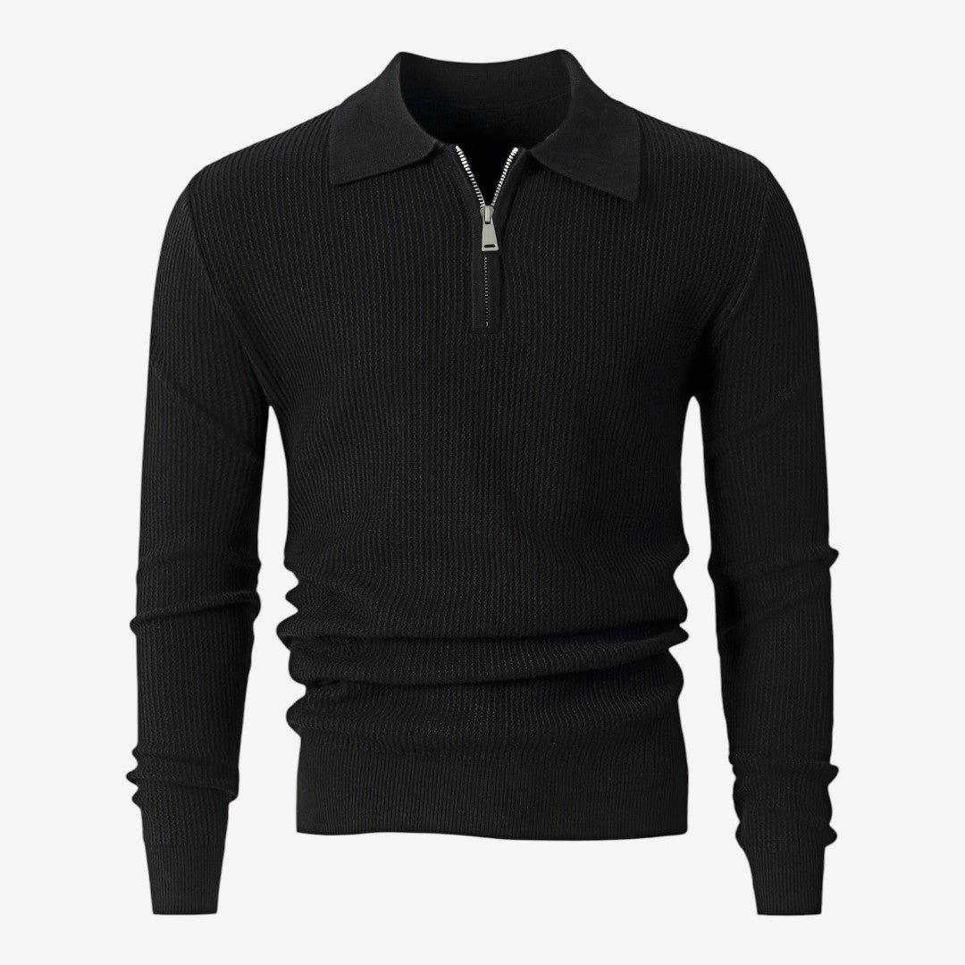 Jorvalore | Men's Warm Quarter Zip Knit Jumper with Stretch Comfort