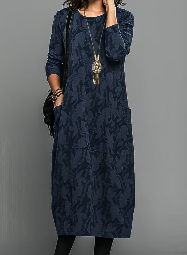 Women's Midi Dress Long Sleeve Printed Floral