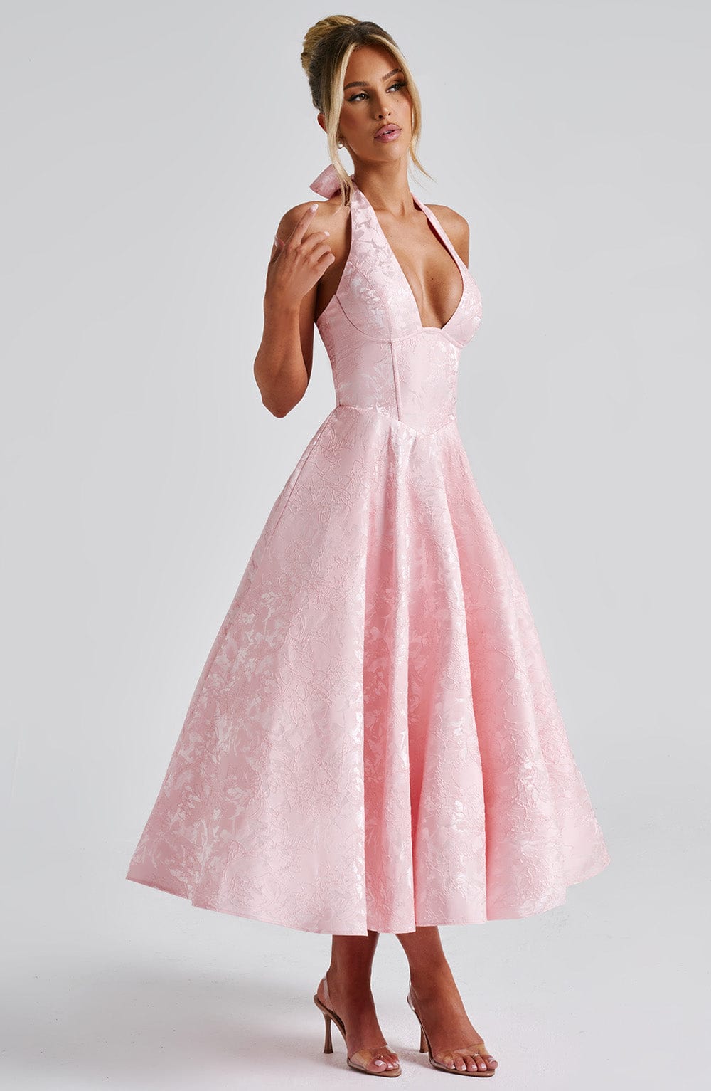 Women's Halter Midi Cocktail Dress