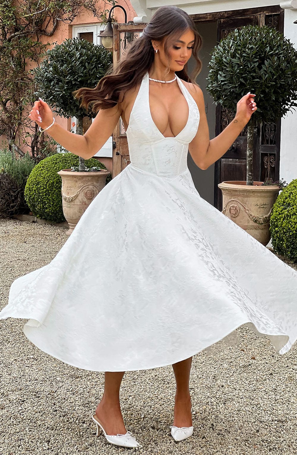 Women's Halter Midi Cocktail Dress