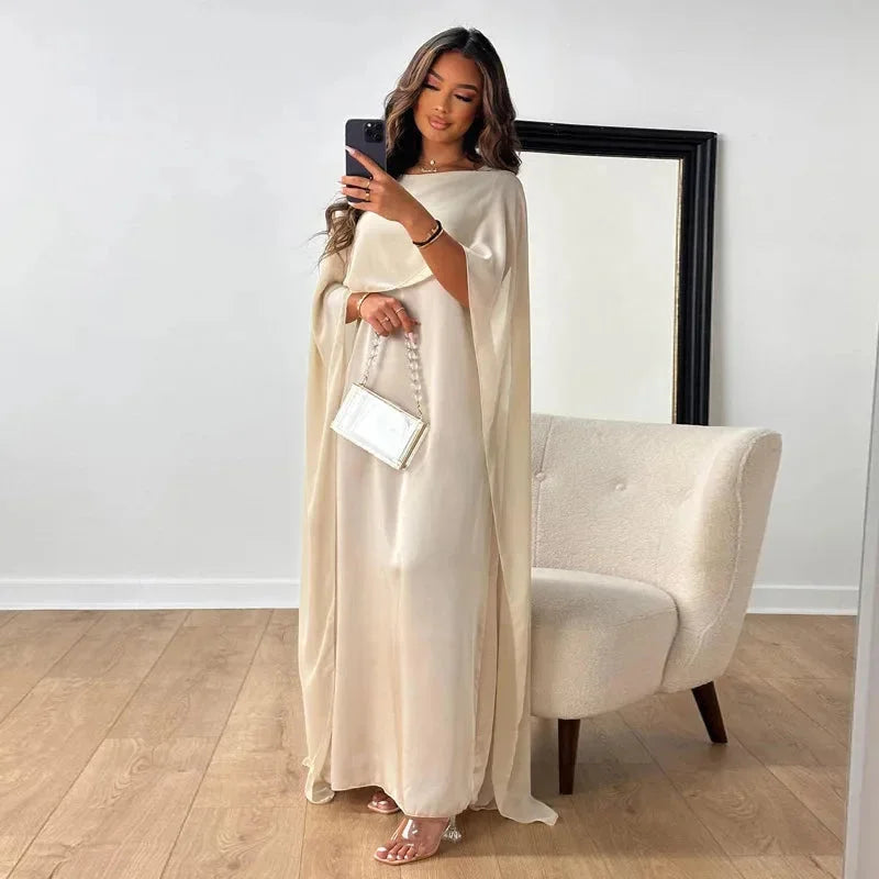 Women's Cape Maxi Dress Long Sleeve V-Neck Elegant Design