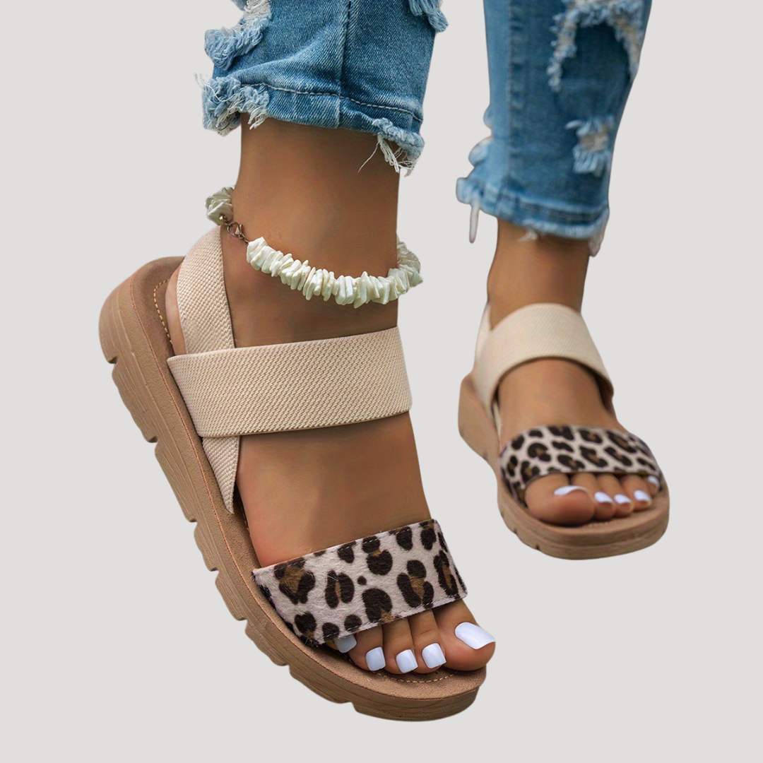 Women's Sandals Leopard Print Cross Strap Casual