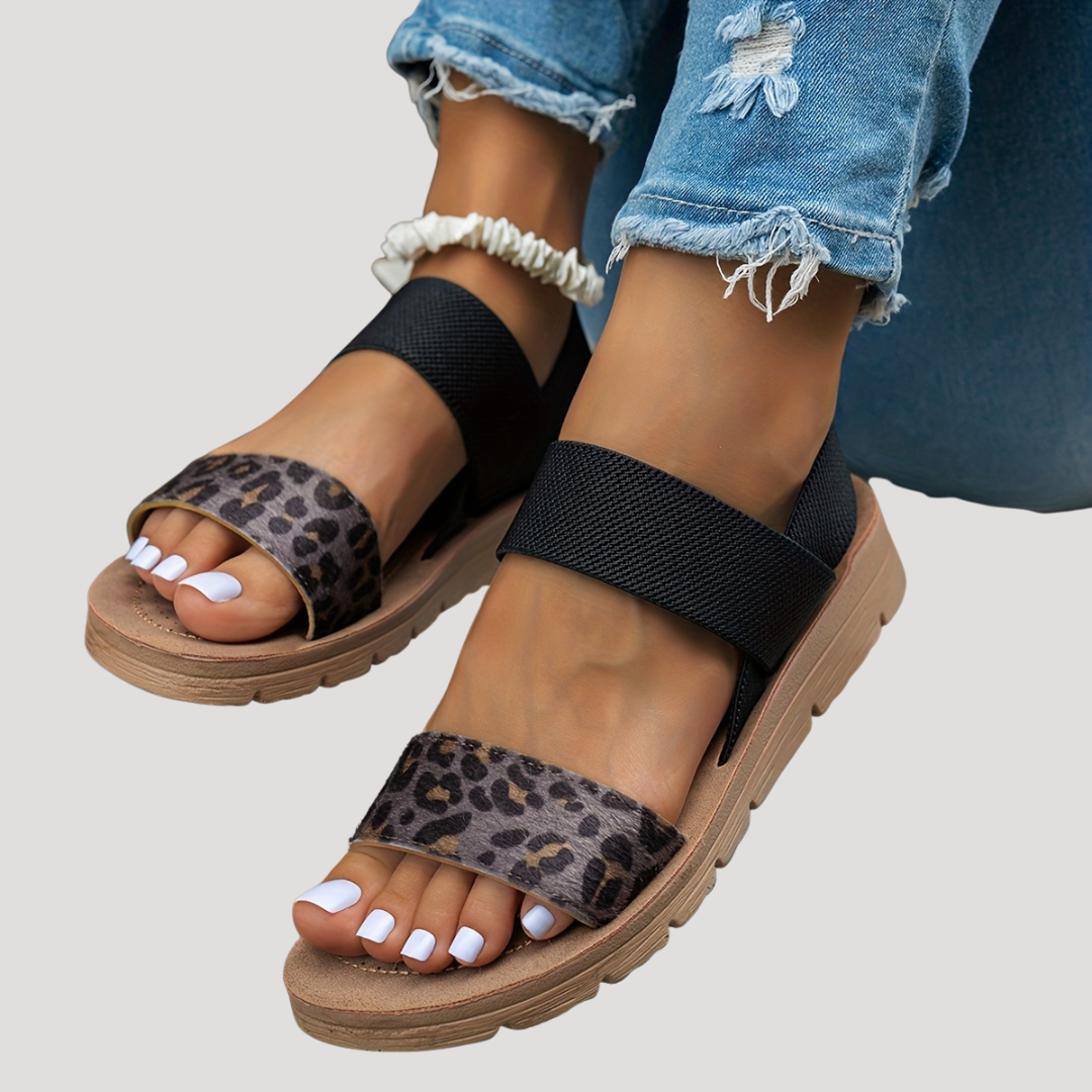 Women's Sandals Leopard Print Cross Strap Casual