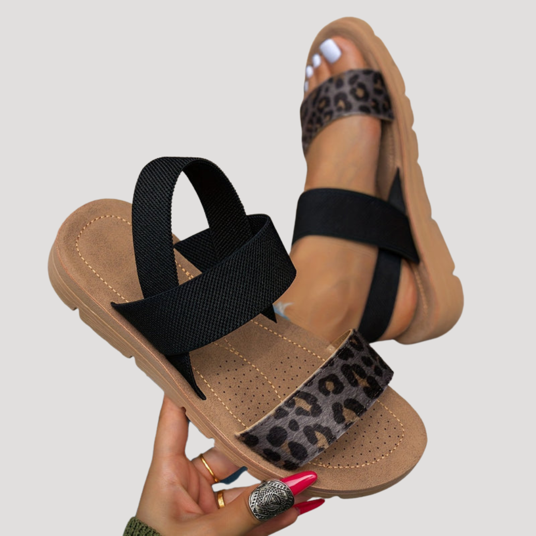 Women's Sandals Leopard Print Cross Strap Casual