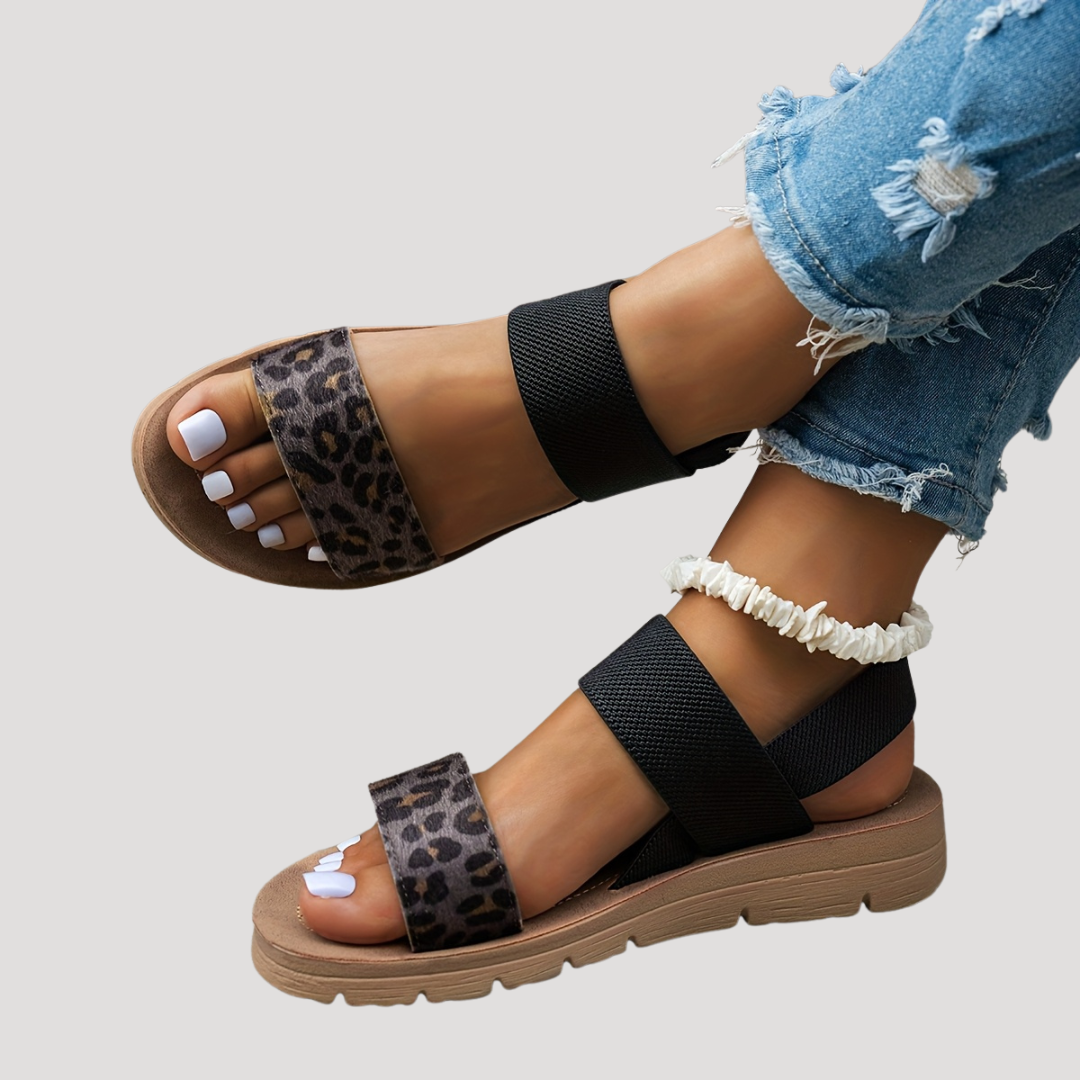 Women's Sandals Leopard Print Cross Strap Casual