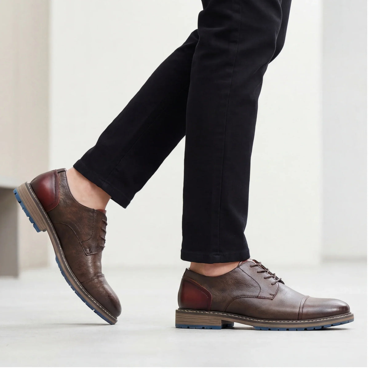 Men's Dress Shoes Leather Cap Toe Derby Lace-Up Formal Business Office 2