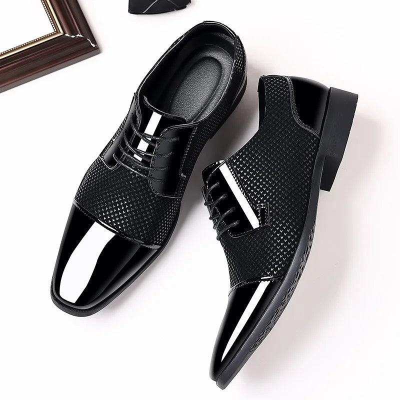 Men's Oxford Dress Shoes Patent Leather Lace-Up Formal Wedding 6