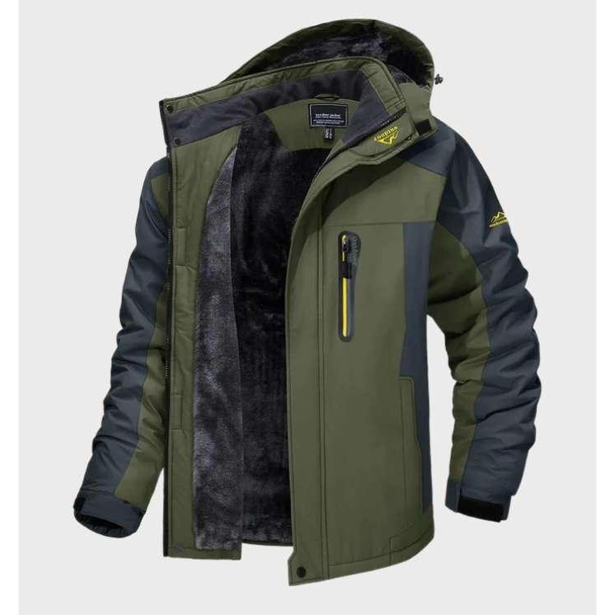 Men's Waterproof Hooded Fleece Jacket-Jacket-Mamavea
