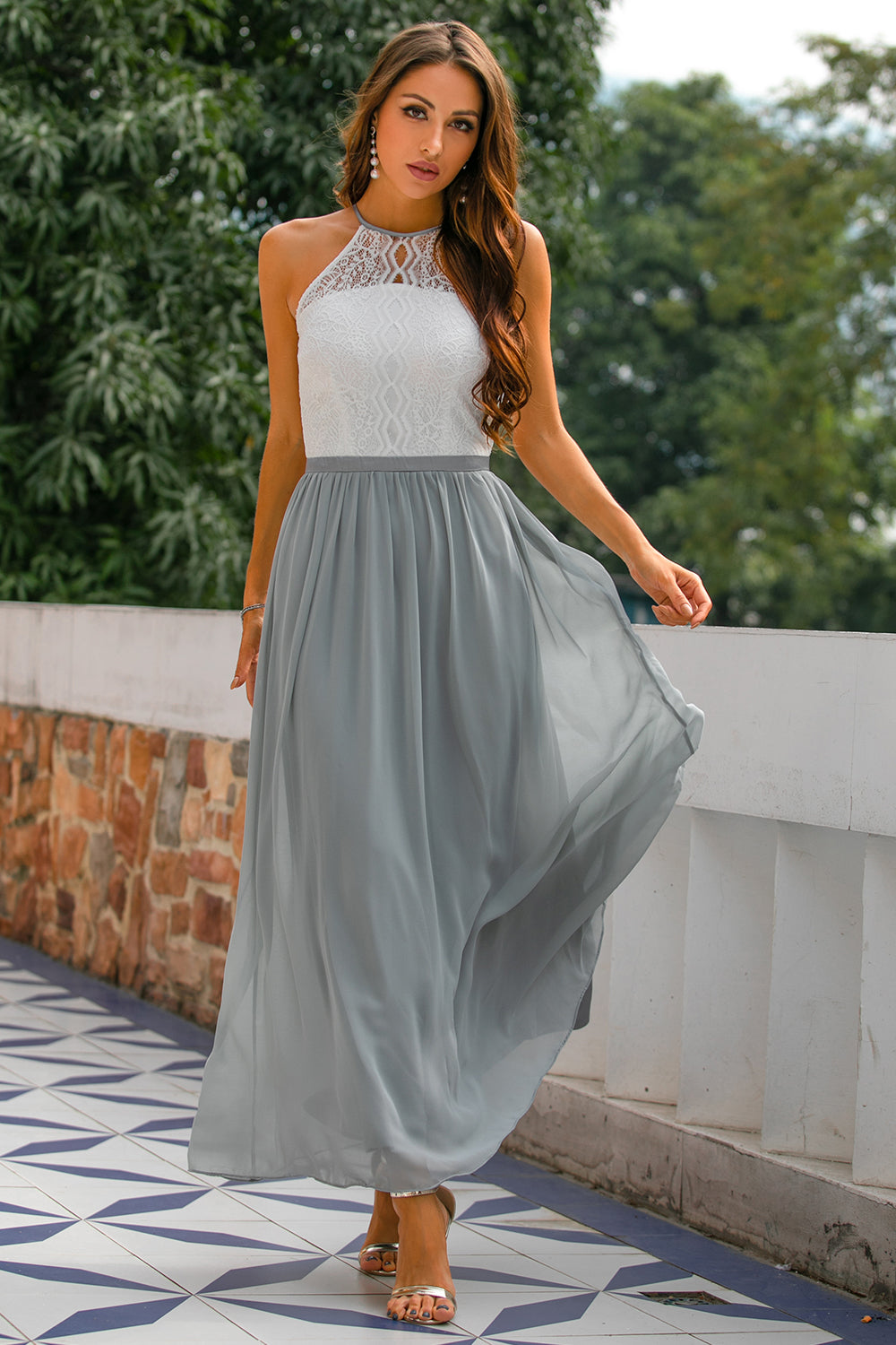 Women's Halter Maxi Dress Flowing Silhouette
