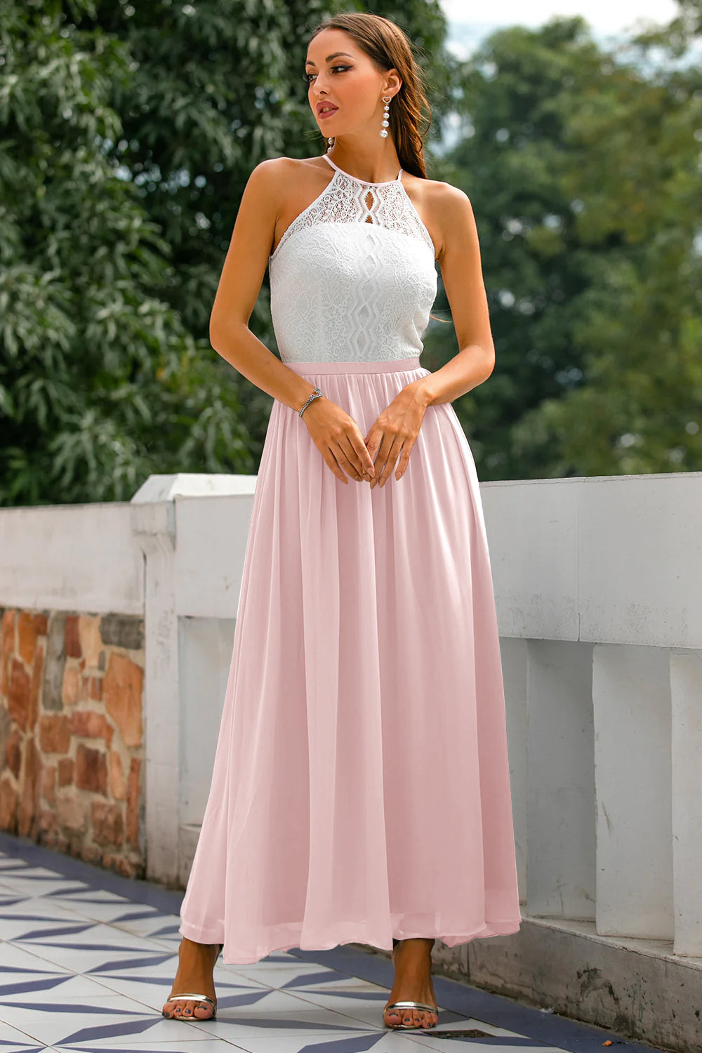Women's Halter Maxi Dress Flowing Silhouette
