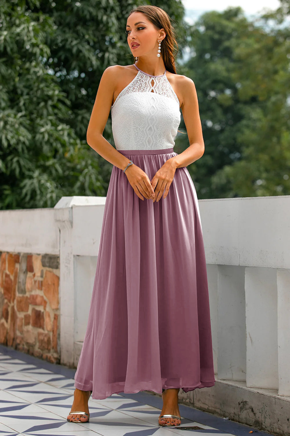 Women's Halter Maxi Dress Flowing Silhouette