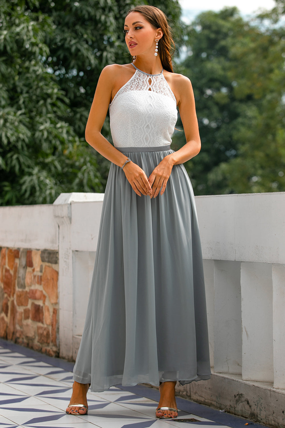 Women's Halter Maxi Dress Flowing Silhouette