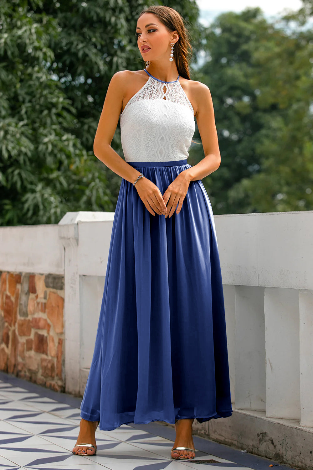 Women's Halter Maxi Dress Flowing Silhouette