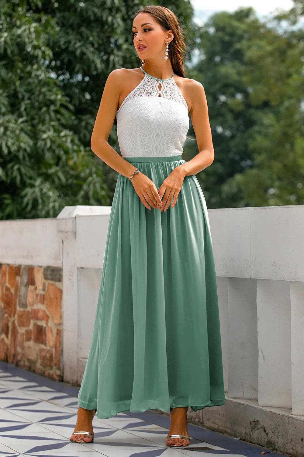 Women's Halter Maxi Dress Flowing Silhouette