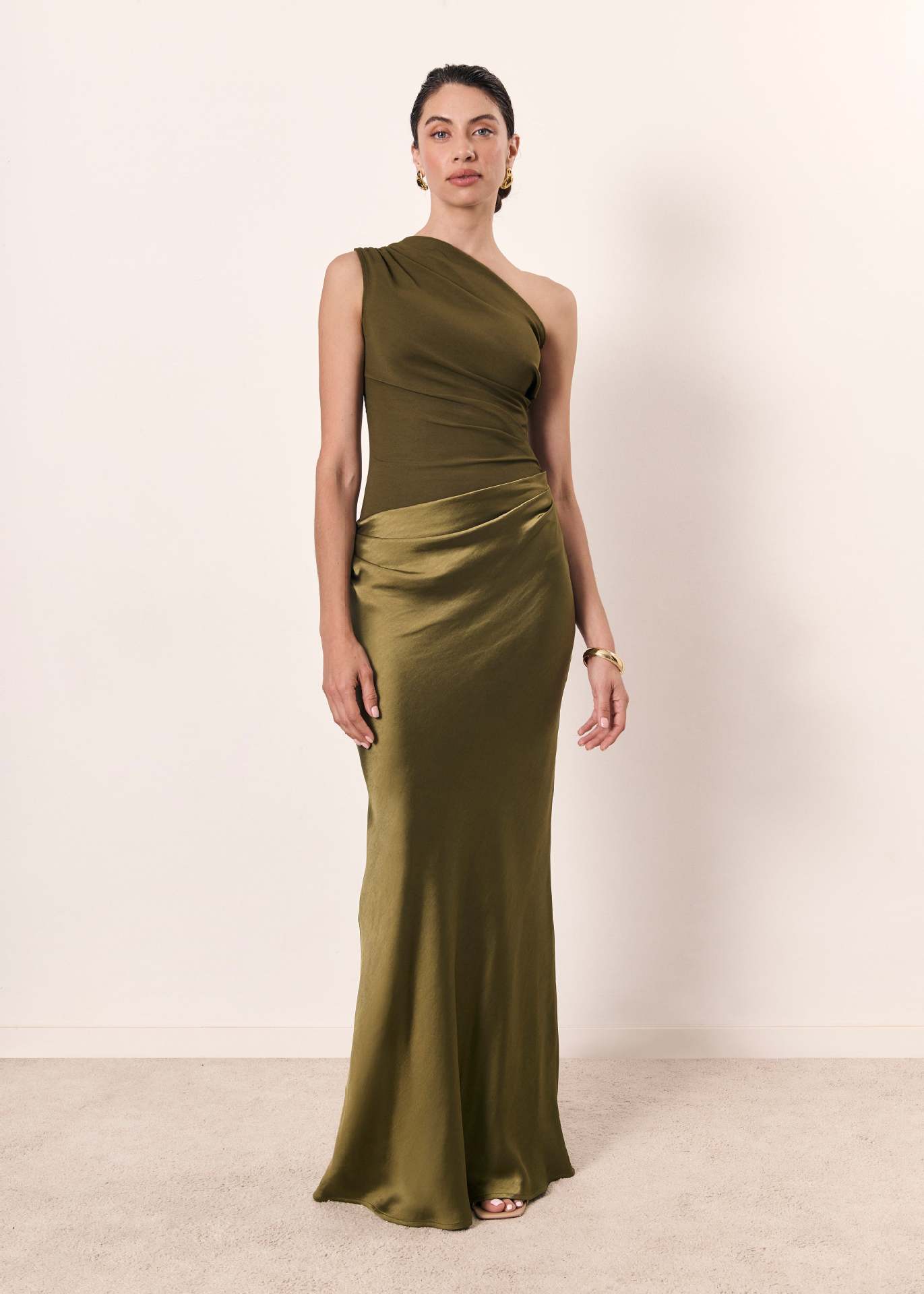 Women's One-Shoulder Maxi Evening Dress | Asymmetric Hem | Formal Wear