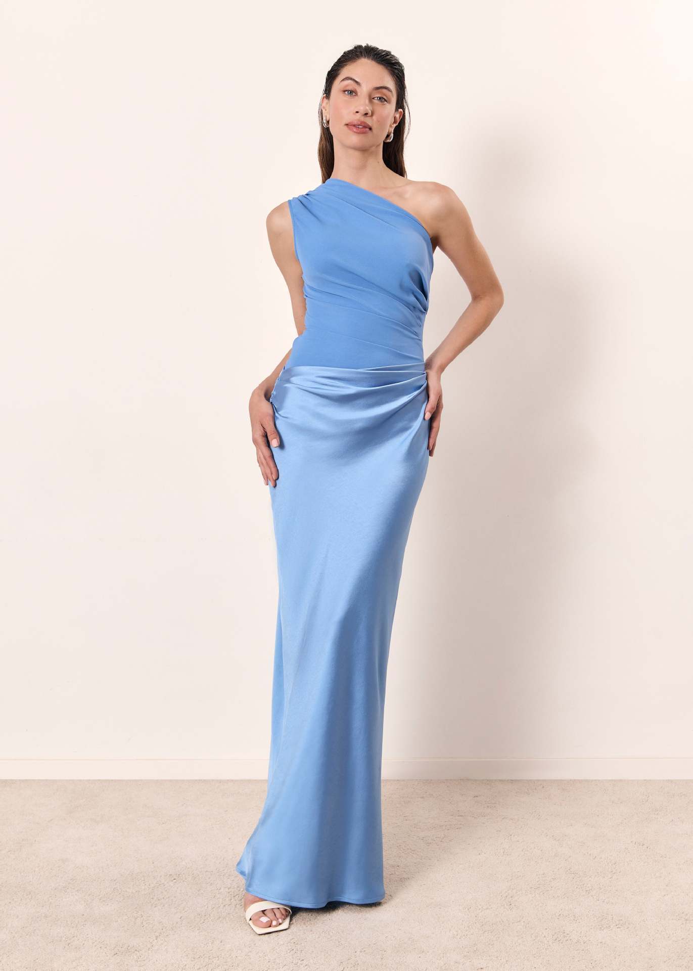 Women's One-Shoulder Maxi Evening Dress | Asymmetric Hem | Formal Wear