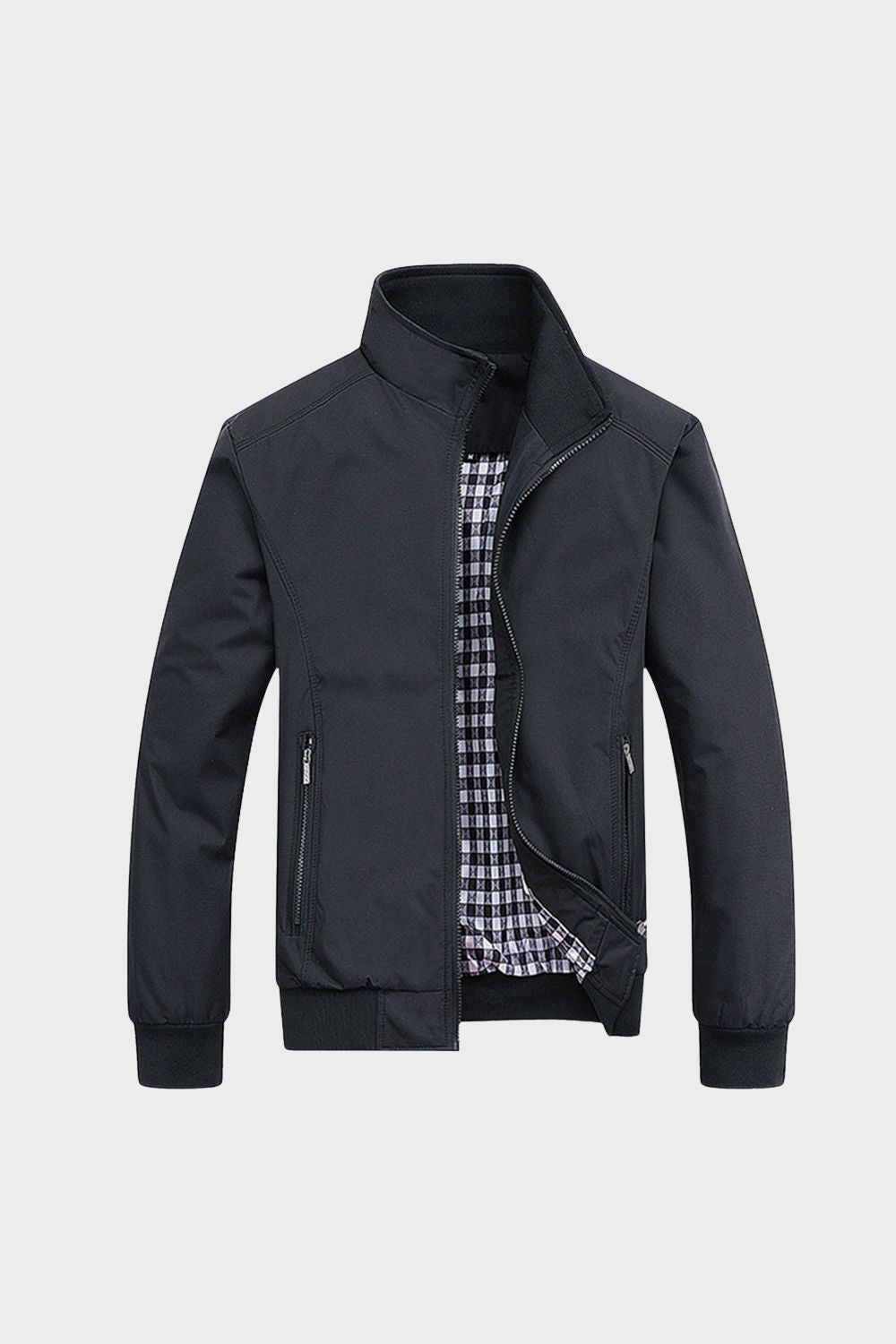 Men's Jacket with Stand-Up Collar and Zip