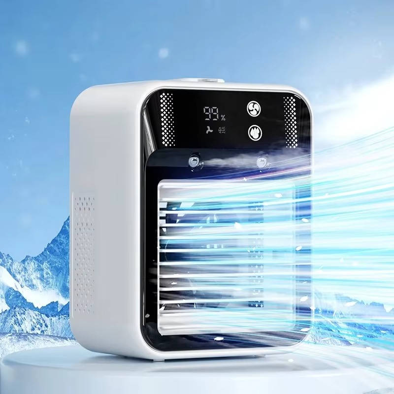 Portable Misting Air Cooler Rechargeable Fan 3 Speed Digital Display