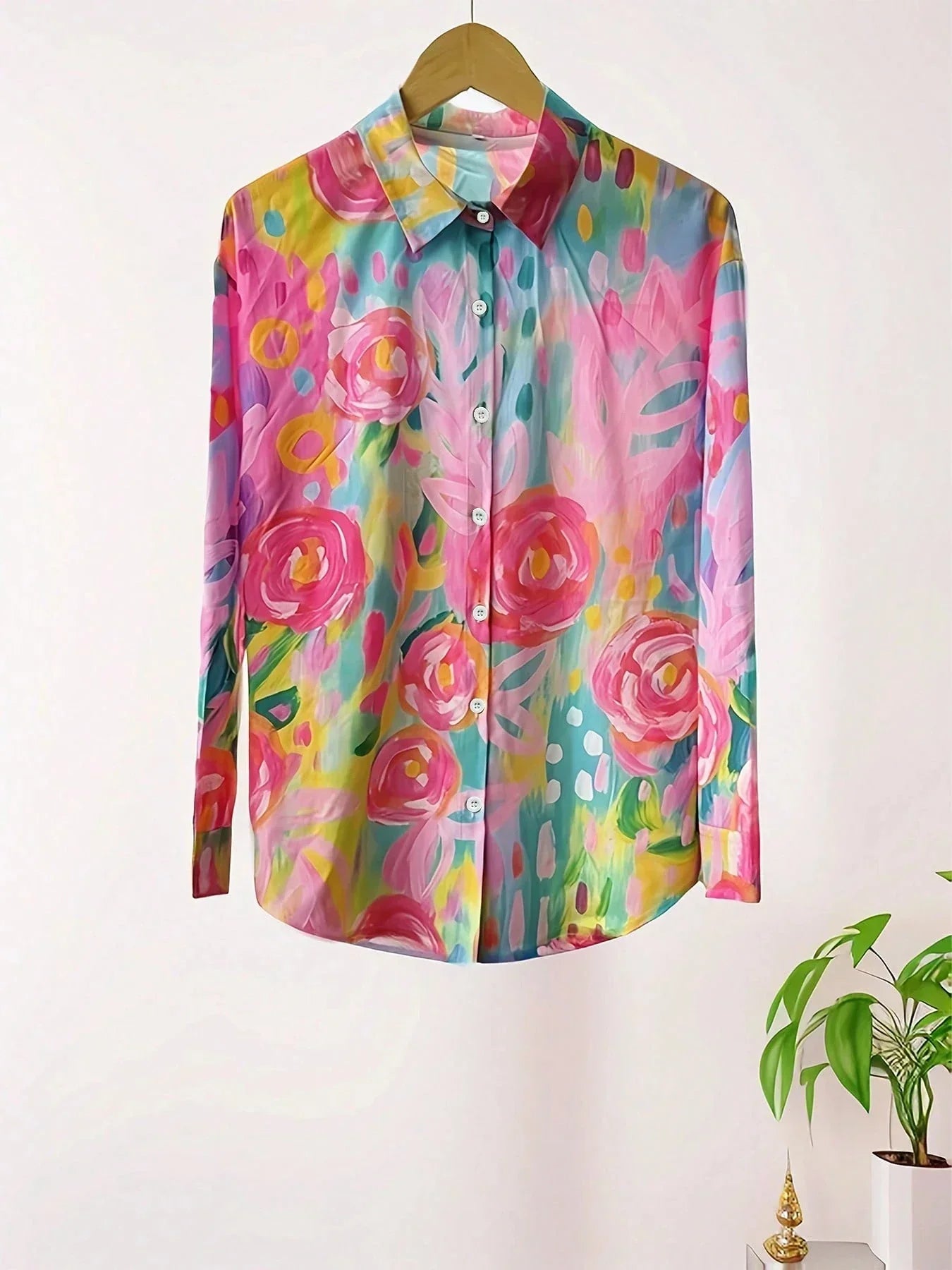Women's Blouse Abstract Print Relaxed Fit Long Sleeve Casual